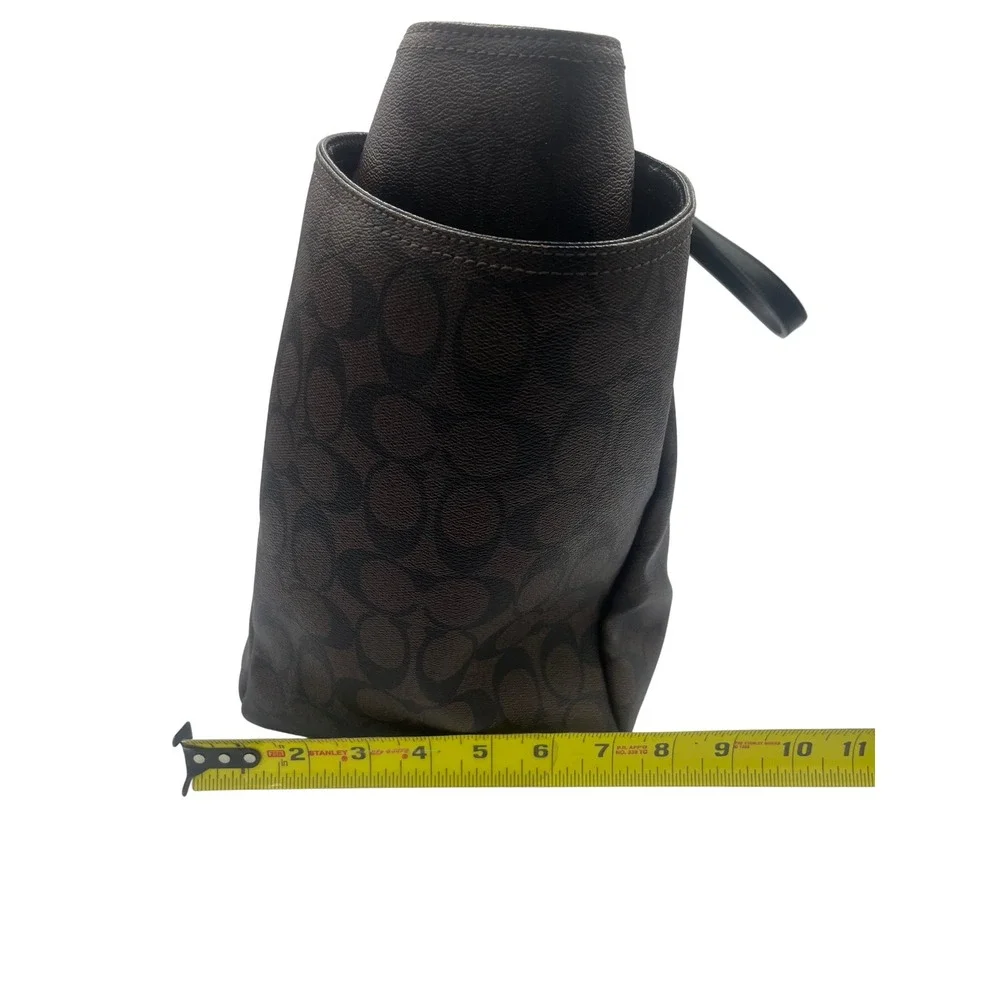 Coach Signature Canvas Diaper Bag Brown Black Monogram Tote F35414